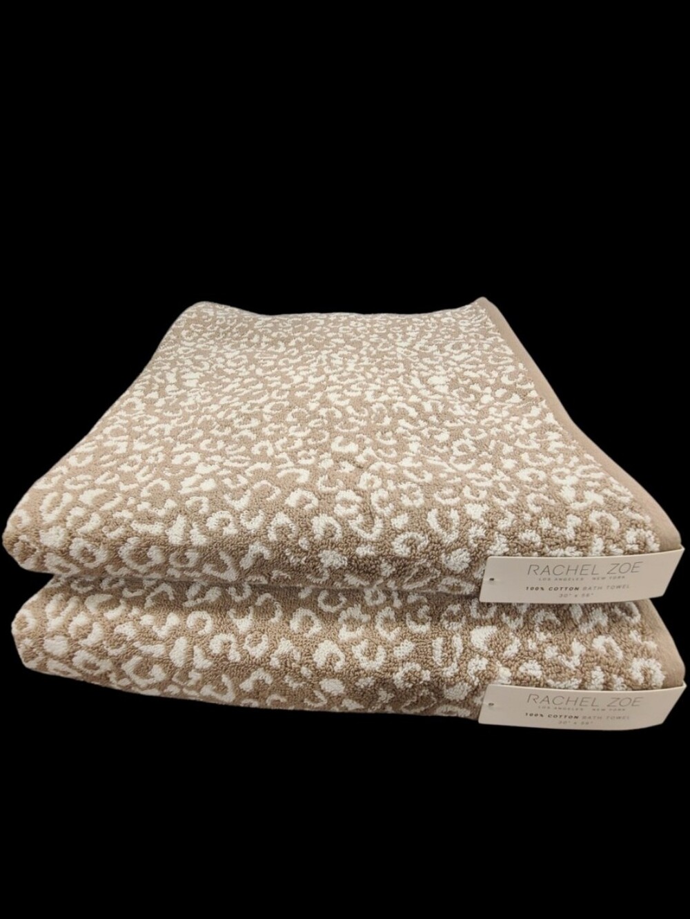 2pc Rachel Zoe Leopard Cheetah Animal Print Bath Towel Set NEW